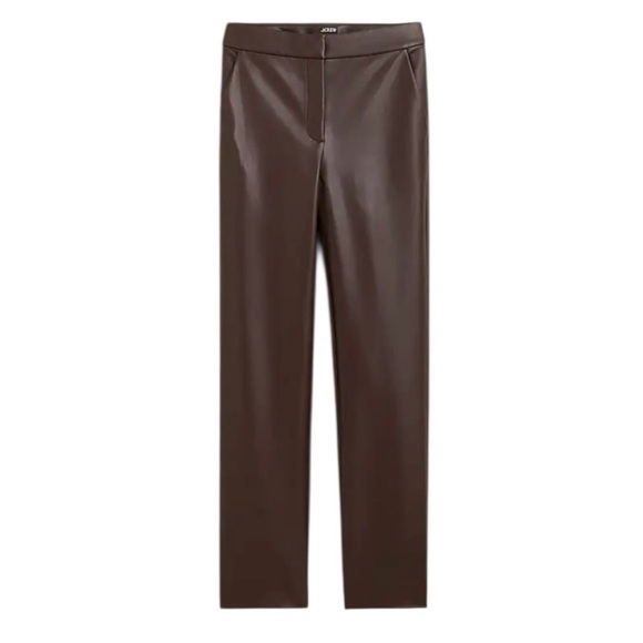 J. CREW Kate Straight Leg Pant in Dark Brown Faux Leather - Picture 6 of 6